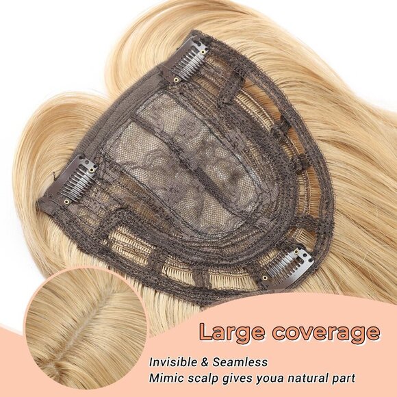 Hair Topper Synthetic Curly Wavy 14 Inch Clip-In Bangs Thinning Hair Volume main image 7